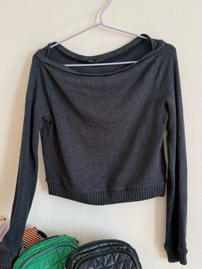 Zara Dark Charcoal Off-Shoulder Sweater